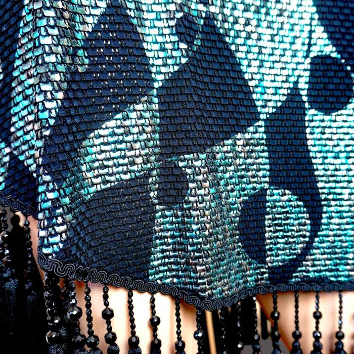 Rochie retro cu tiv asimetric si ciucuri , rochie party anii 80 M-L