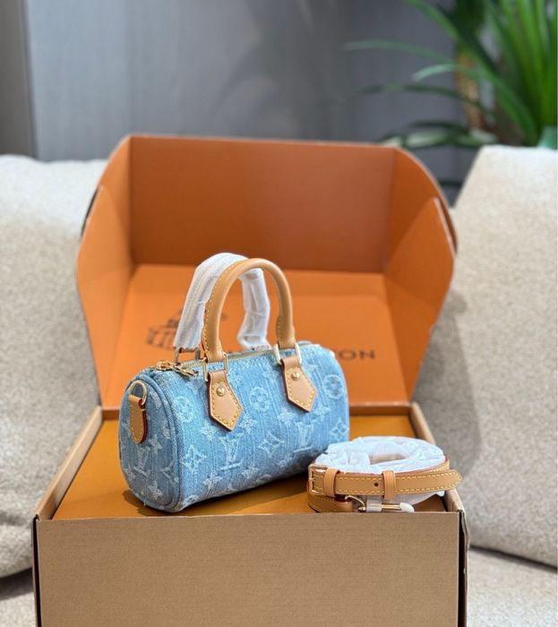 Geanta Louis Vuitton speedy denim piele naurala pe stoc