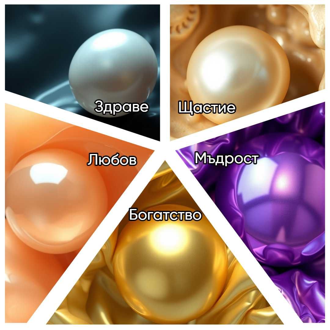 Колие The Magic Pearl - 5 цвята перла с различни послания