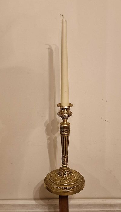 Масивен свещник, месинг, маркиран, 910гр– Отличен!