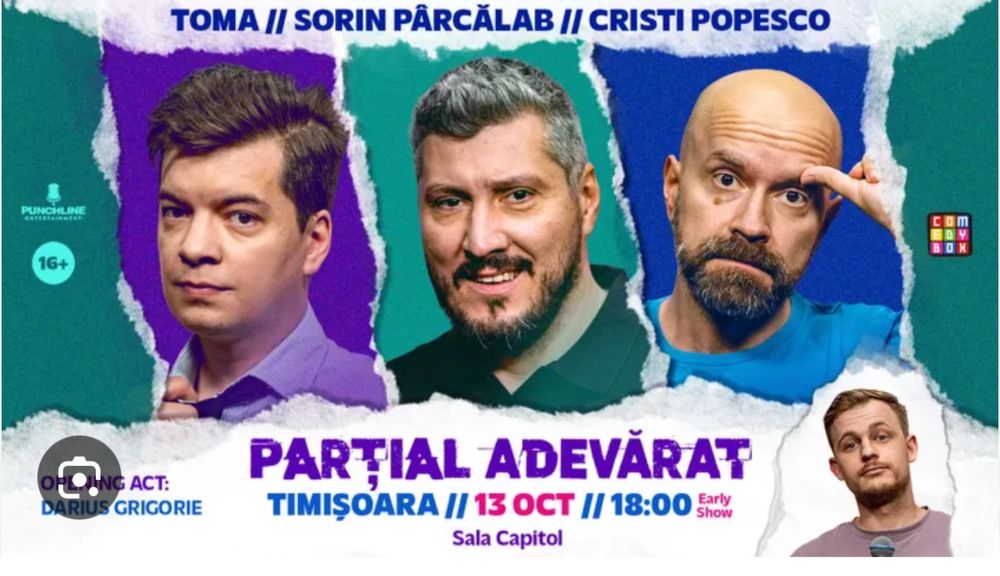 Vand 2 bilete la StandUp, Pârcălab, Popesco, Toma 13oct Timisoara