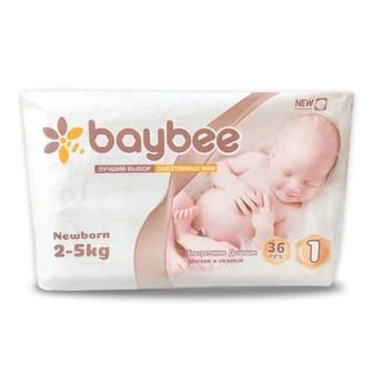 Подгузники baybee newborn размер NB (2-5кг) 36 штук