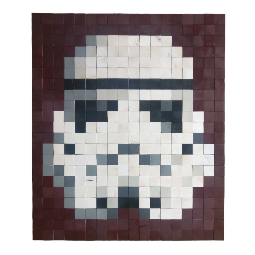 Pixel Art | Storm Trooper | Star Wars | Tablou lemn masiv 72,6x84,7cm