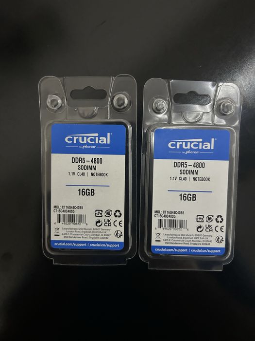 Озу ddr5 32(2х16) гб crucial 4800мгц