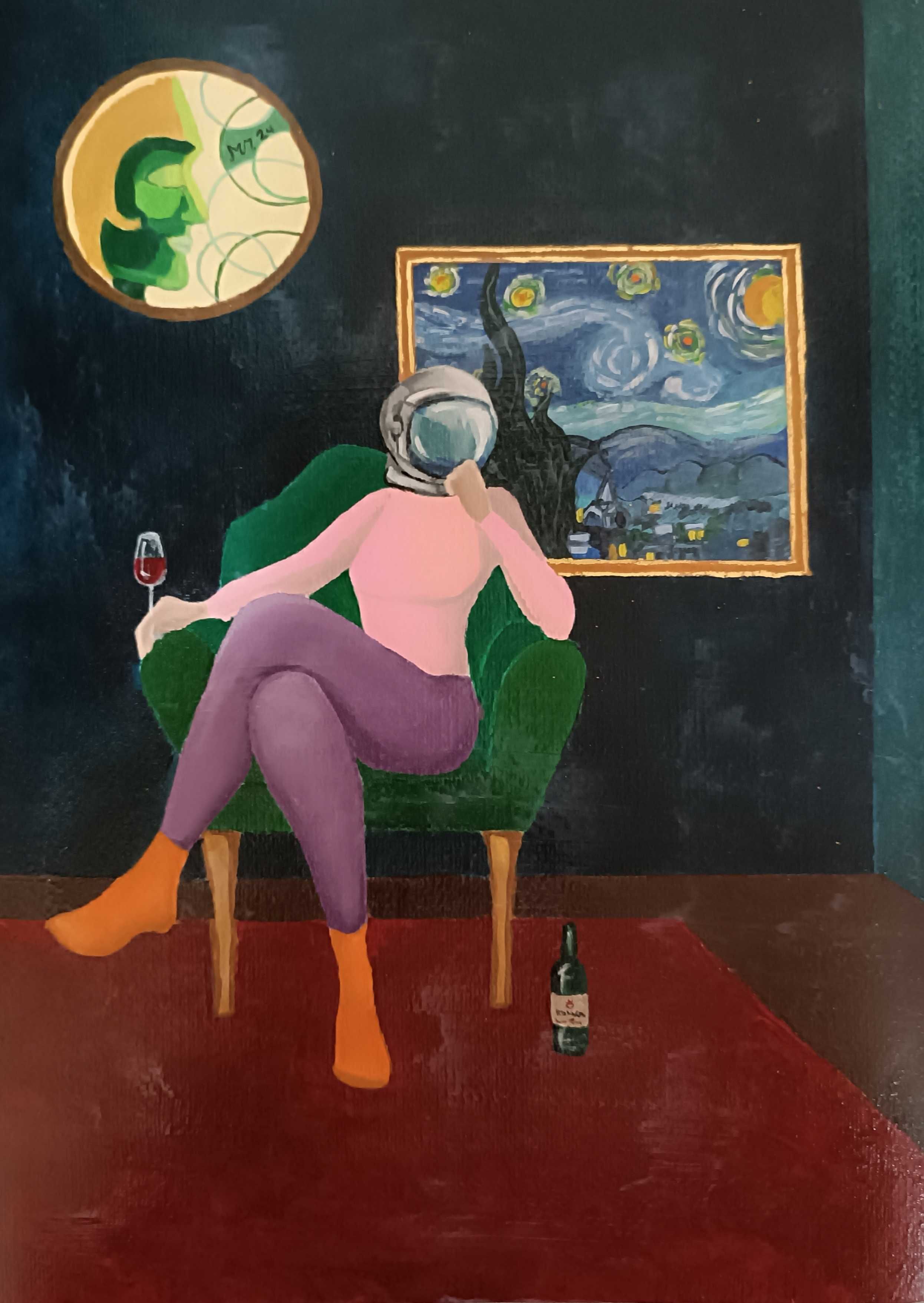 Картина Astronaut with wine