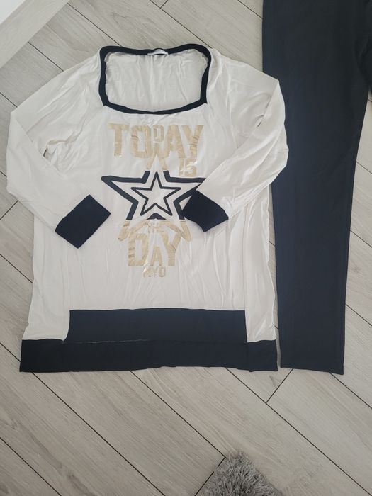 Pantaloni negri elastici +bluza cadou M