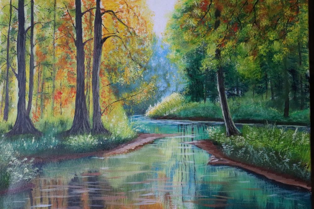 "Autumn River"- oil painting on canva