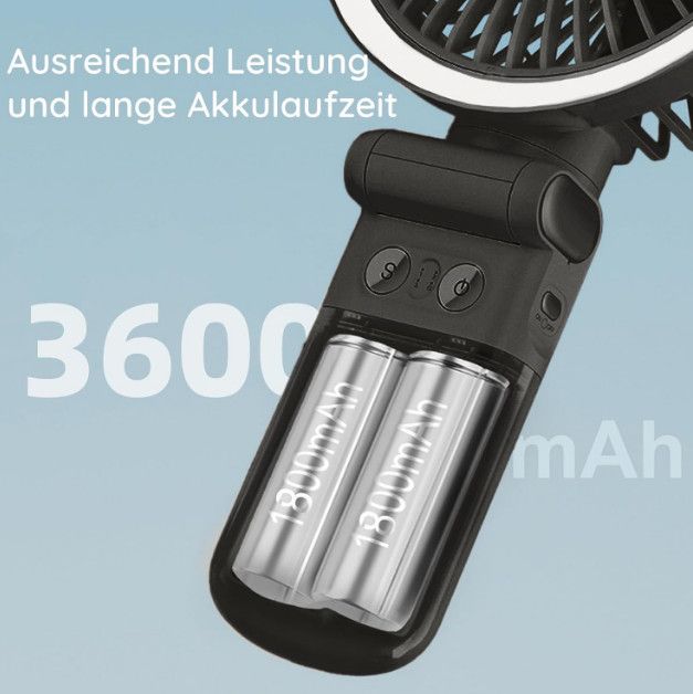 Преносим вентилатор GF12, акумулаторен вентилатор с нощна светлина, б