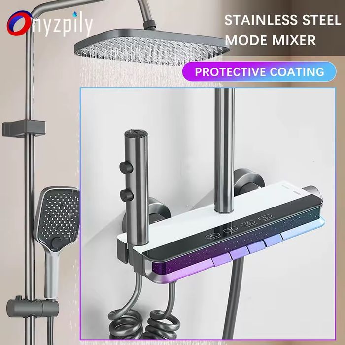 Coloana de dus, design patrat, inaltime ajustabila, aluminiu, A