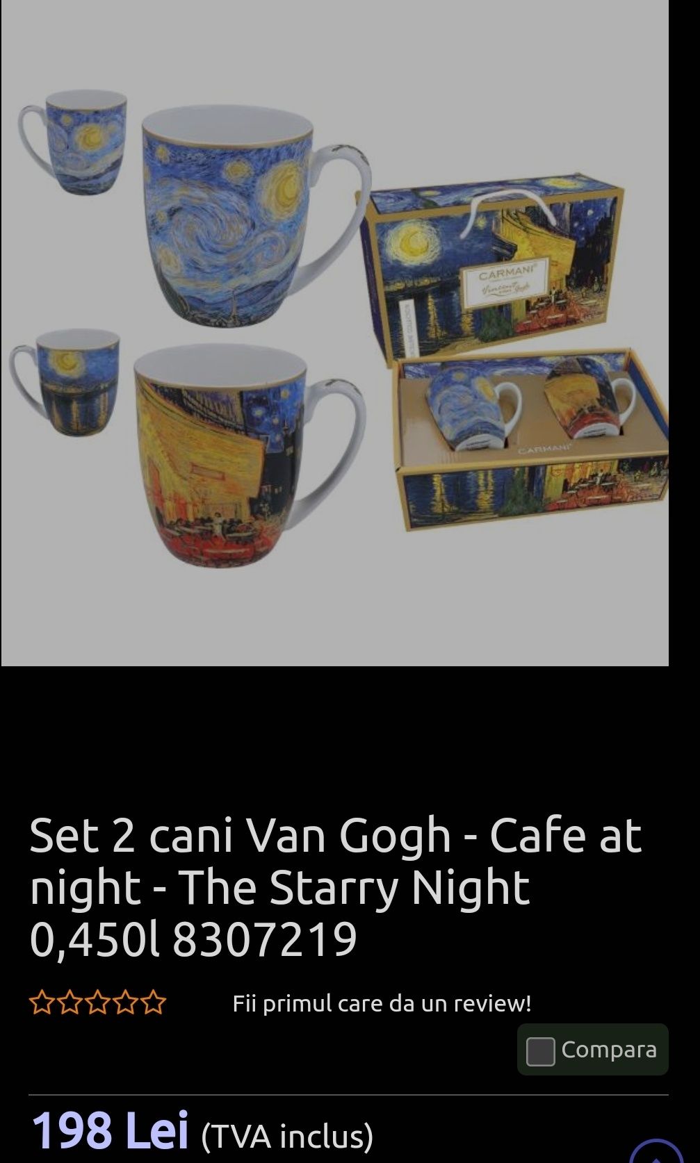 Set 2 cani Van Gogh - Cafe at night - The Starry Night