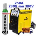 Aparat sudura cu sarma PERFEKT MIG 250/2 + butelie 8L plina argon CO2