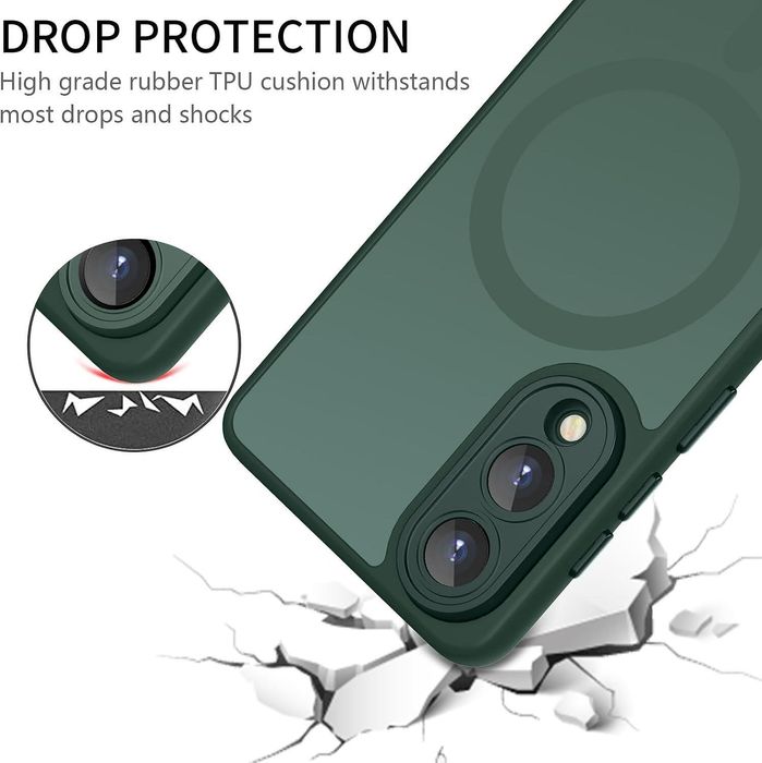 Матов magsafe кейс за samsung galaxy s25 edge - зелен