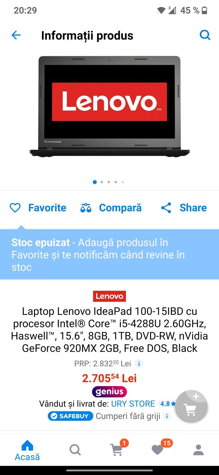 Laptop Lenovo IdeaPad 100