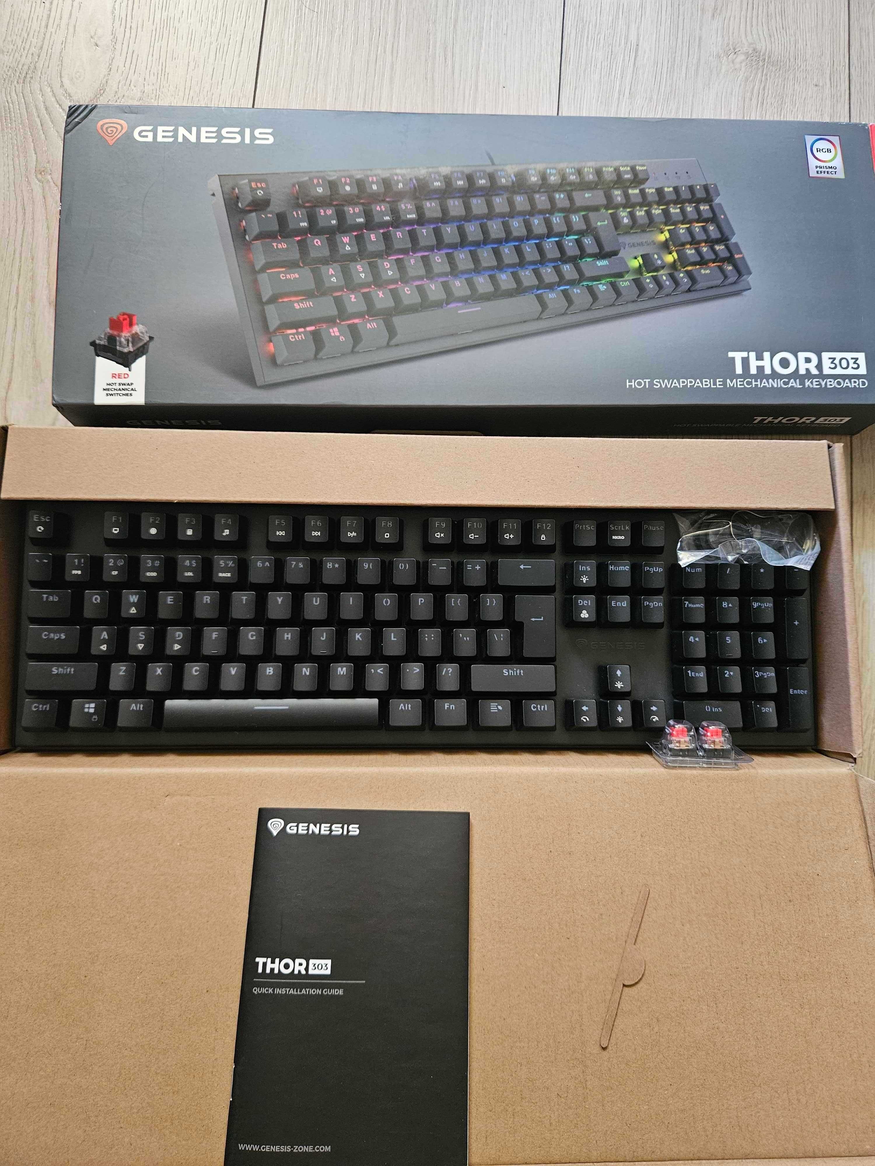 Механична клавиатура Genesis - Thor 303, Outemu Red, RGB, черна