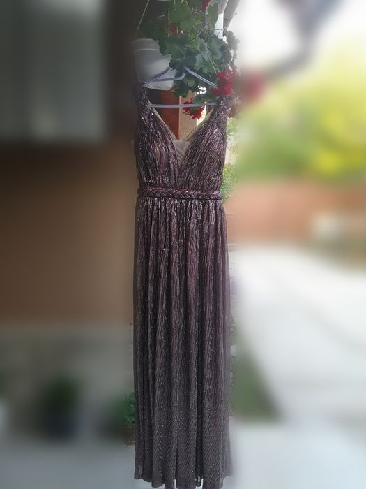 Rochie lunga eleganta, mov cu sclipici