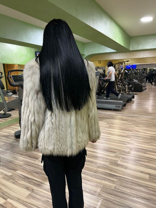 Кожено палто от сребърна лисица/синя лисица/ мярка М