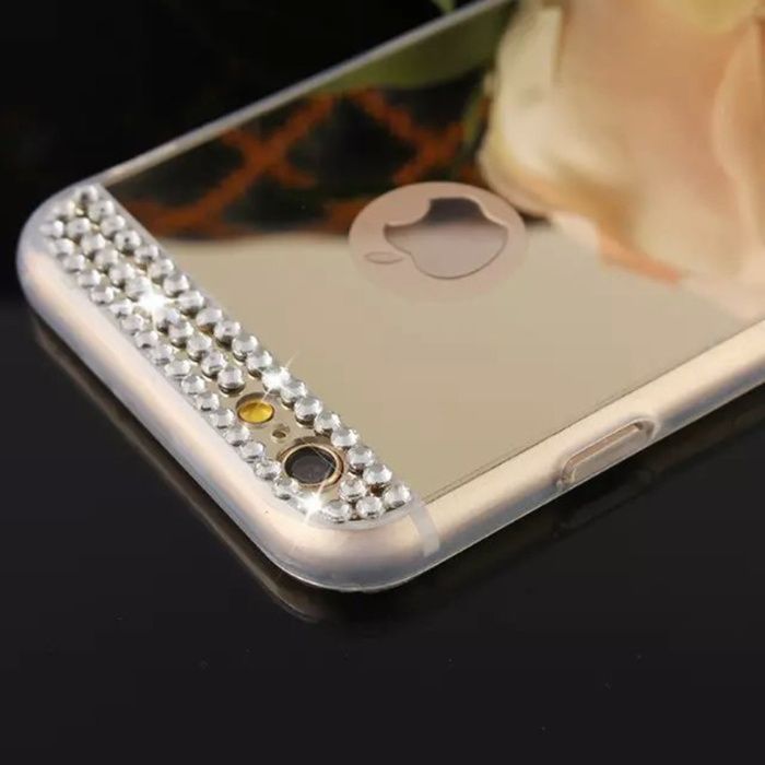 Husa Silicon oglinda cu pietricele pt. iPhone X , XS , 8, 7 , SE 2020