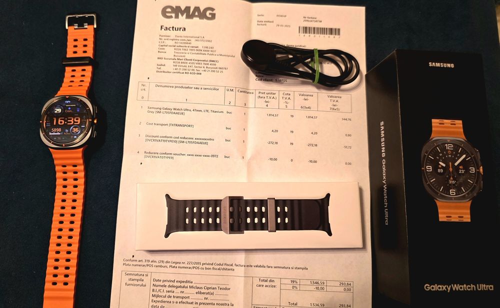 Samsung watch ultra 47mm, LTE, titanium gray nou cu factura garantie