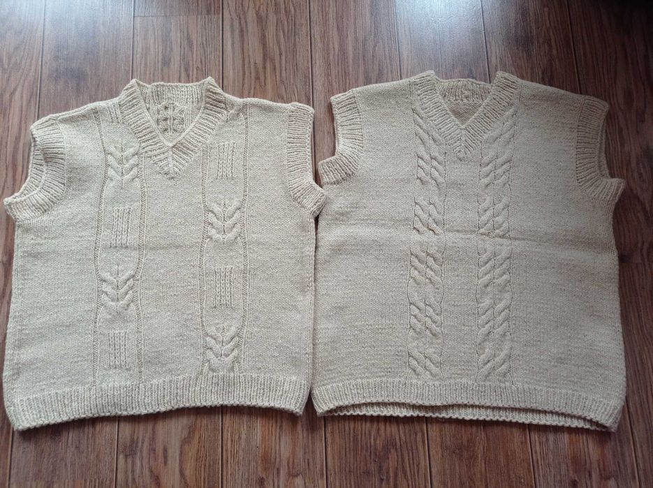 L/XL Чисто Ново Ръчно Плетиво 100% Вълна Мъжки Елек без Ръкави