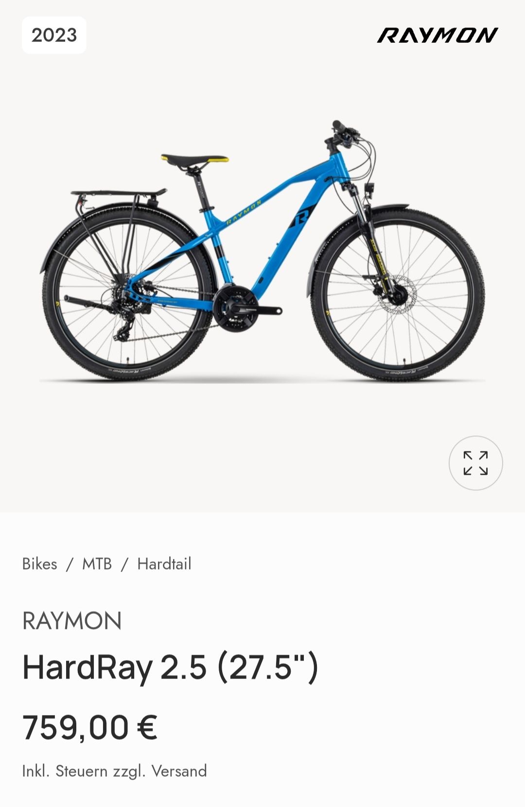 Bicicleta Raymon HardRay, 27,5".