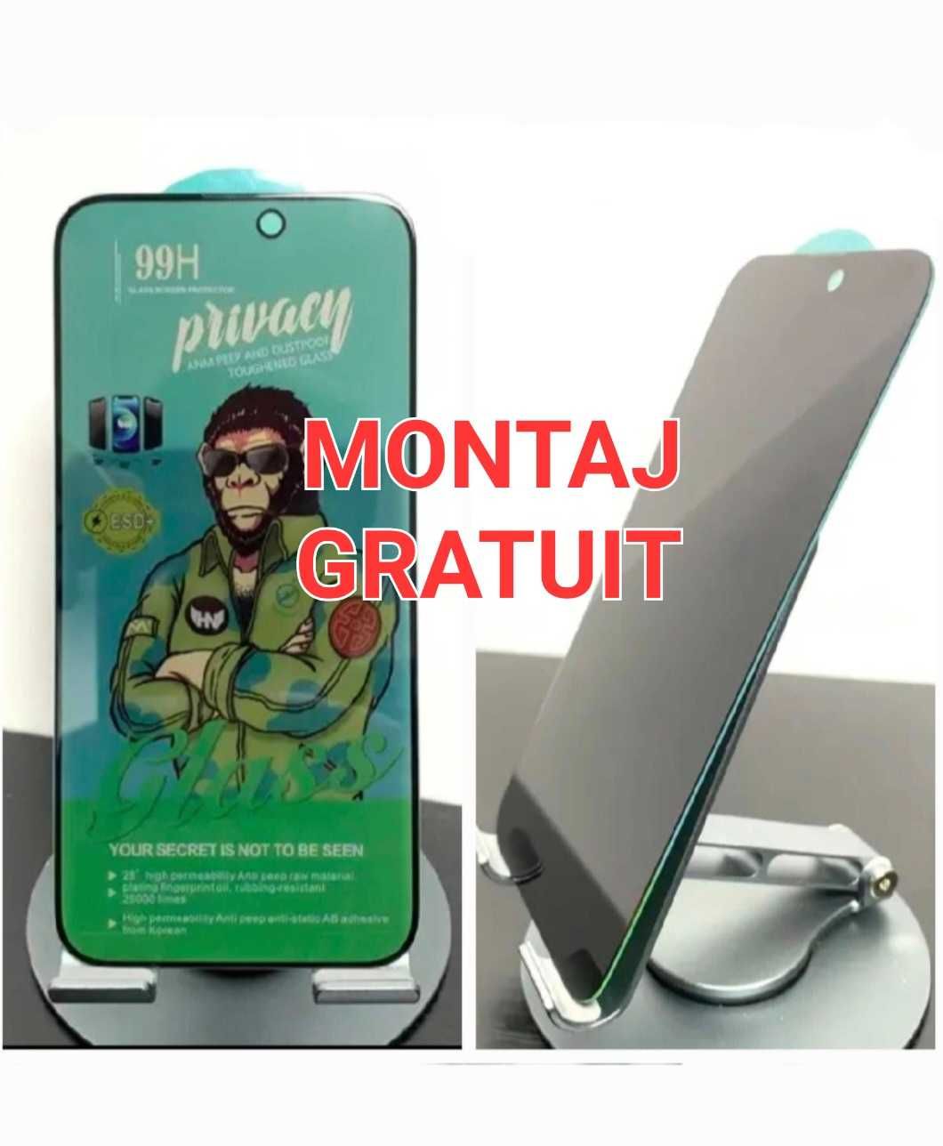 Folie Sticla Privacy iPhone 13 / 14 / 15 / Pro Max Tempered Glass Full