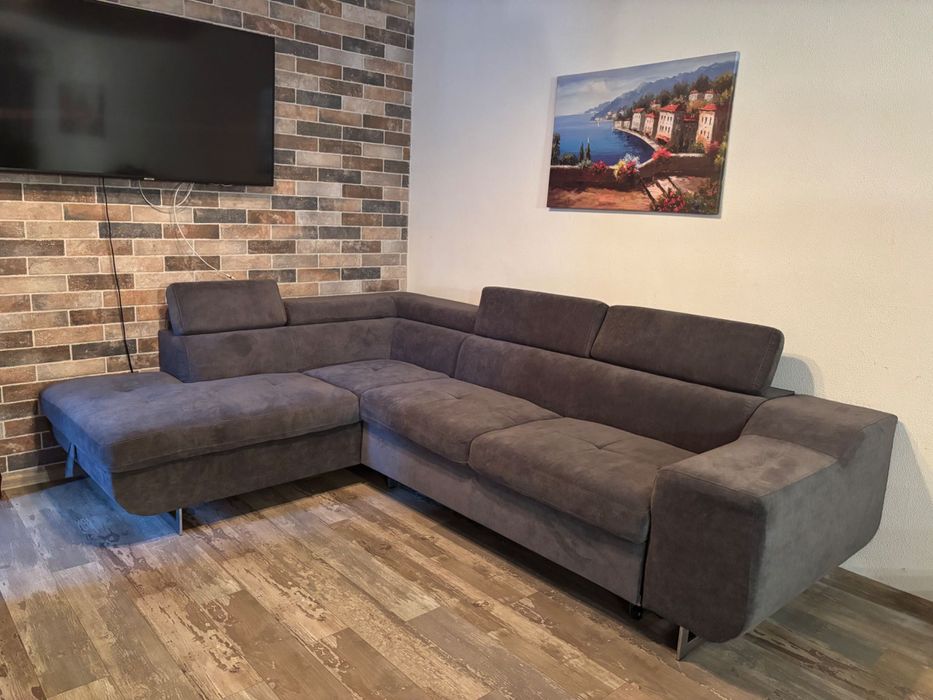 Ъглов диван, сив