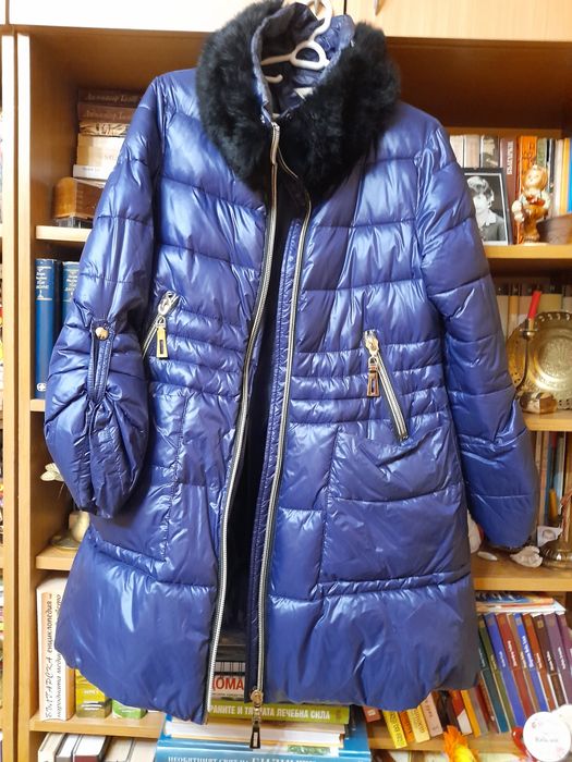 Зимно палто-сребърна лисица,Зимни якета ..топли ,лекикета,топло