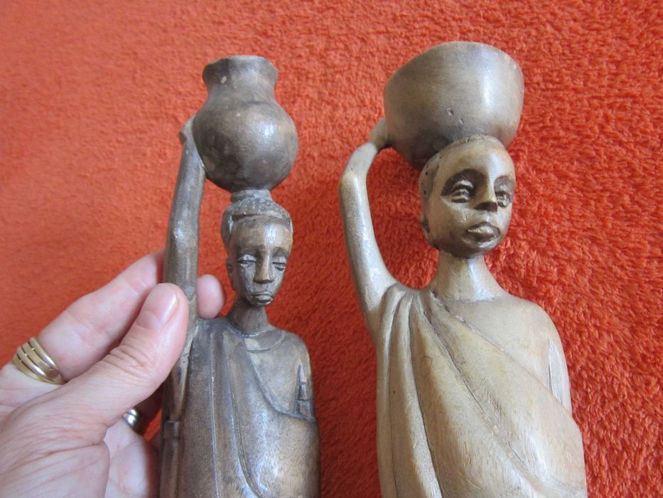 cadou rar Mama Tata si copiii sculptura lemn,arta africana vintage