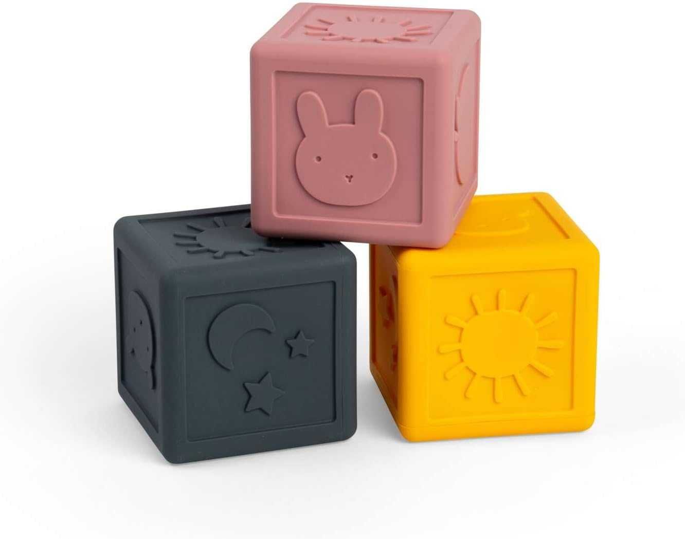 Bigjigs Toys Силиконови сензорни кубчета 3бр меки за деца и бебета