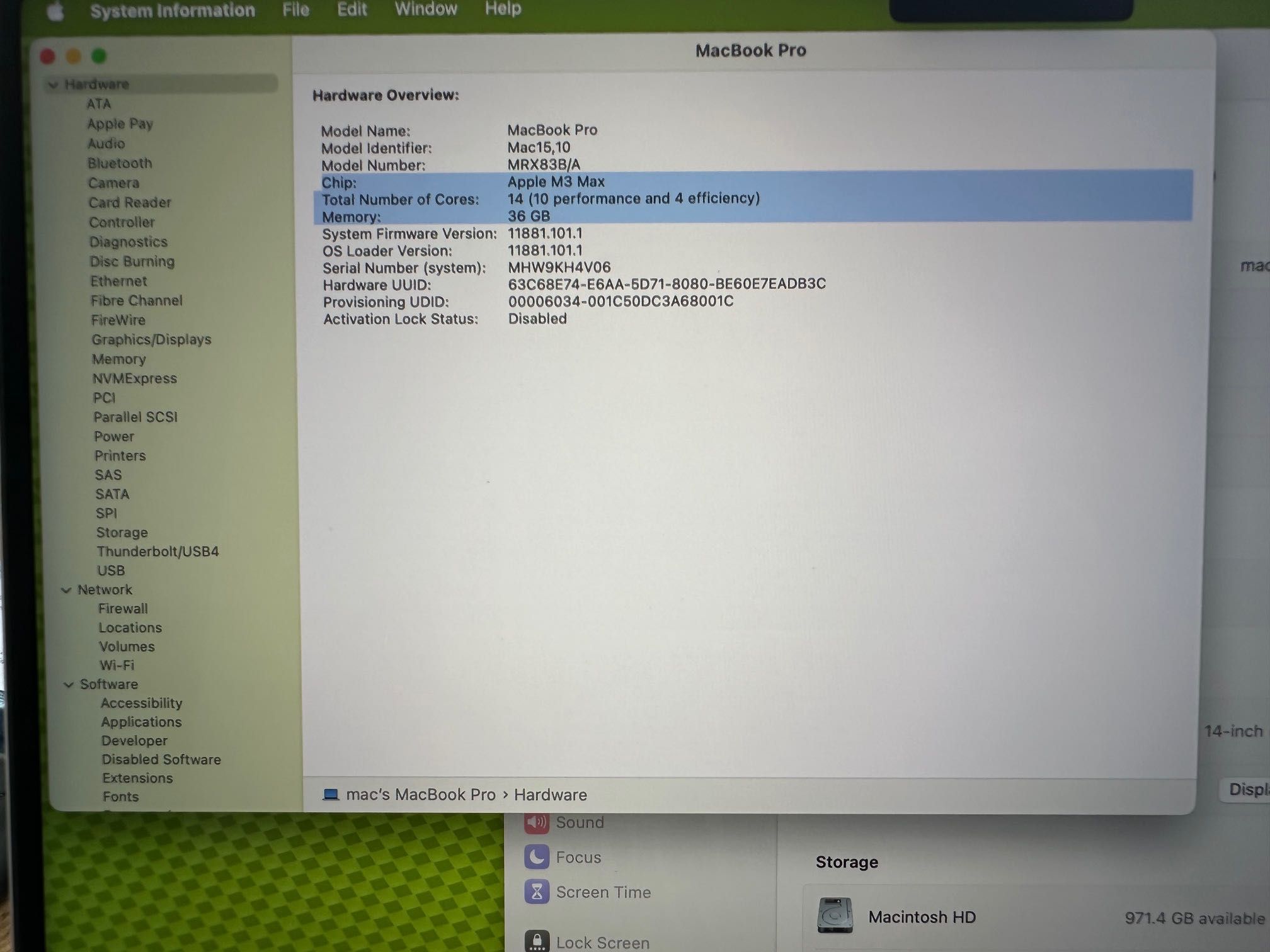 MacBook Pro 14" M3 MAX 14-CPU, 30-GPU, 36GB RAM, 1TB SSD