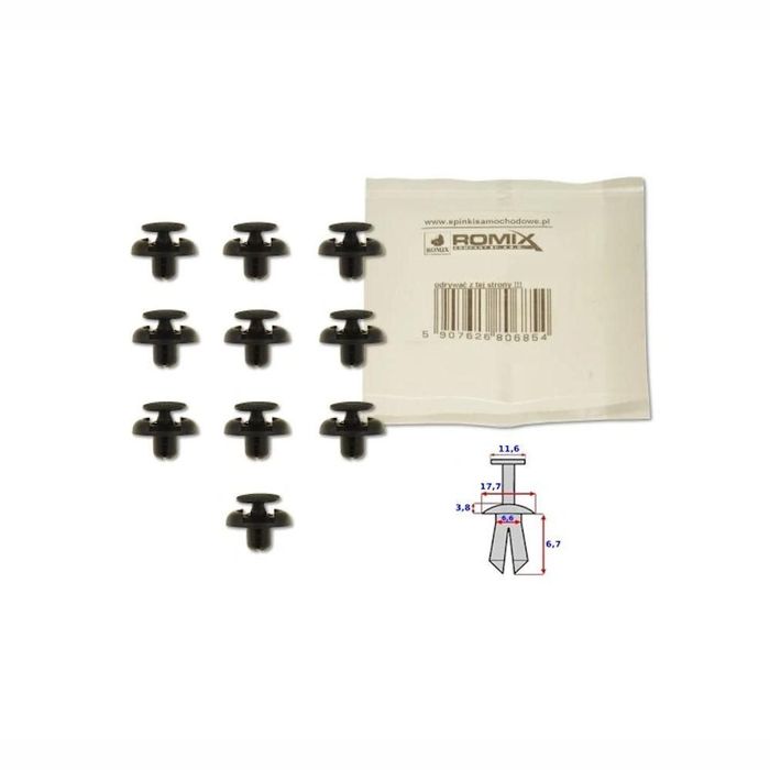 Clema, clips fixare Toyota Land Cruiser 01.89-05.96/ 06.96-12.02/ 01.03-10.09, Land Cruiser 01.98-11.07, Rav4 06.00-12.03/01.04-12.05, Rav4 01.06-02.09; aripa interioara, set 10 buc, 53879-60010