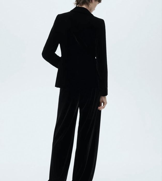 Mango sacou negru catifea