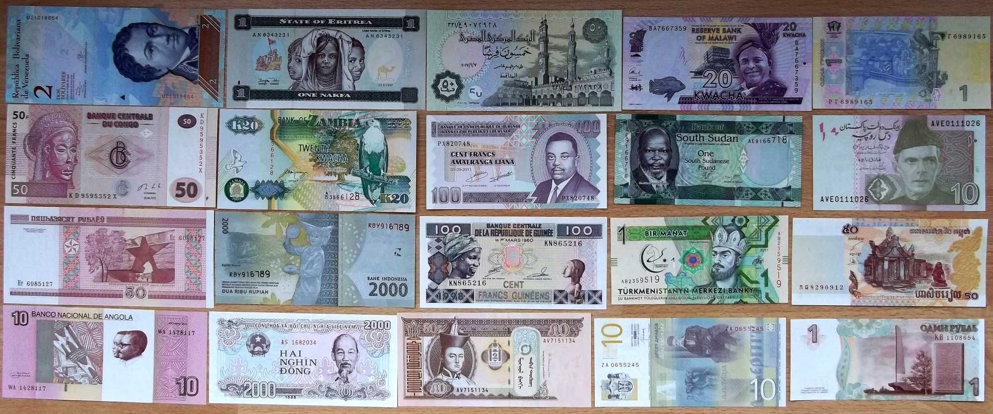 Lot colectie 20 bancnote autentice diferite impecabile din 20 de tari