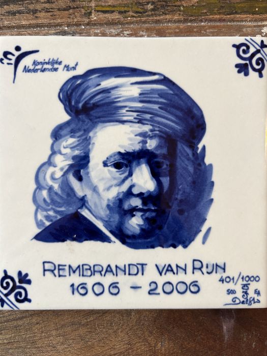 Rembrandt-Royal Delft/Рембранд-лимитирана порцеланова плочка,номериран