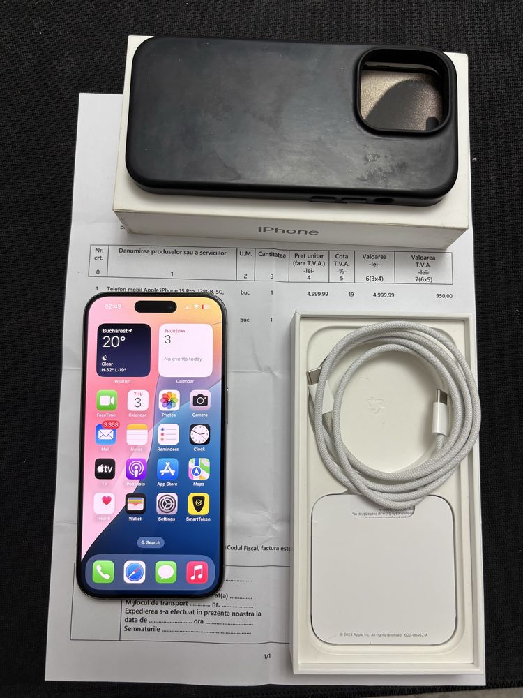 IPhone 15 Pro Nat Titanium Factura+Garantie Impecabil 128GB  Full Bo