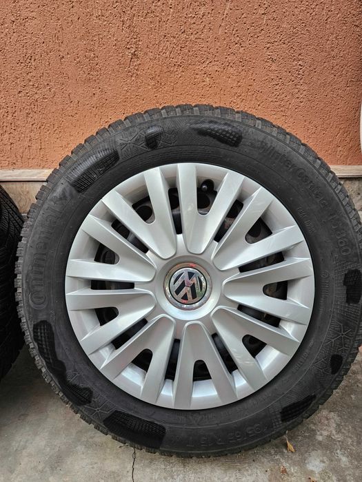Set roti iarna Continental TS860+jante otel 15''+capace originale VW