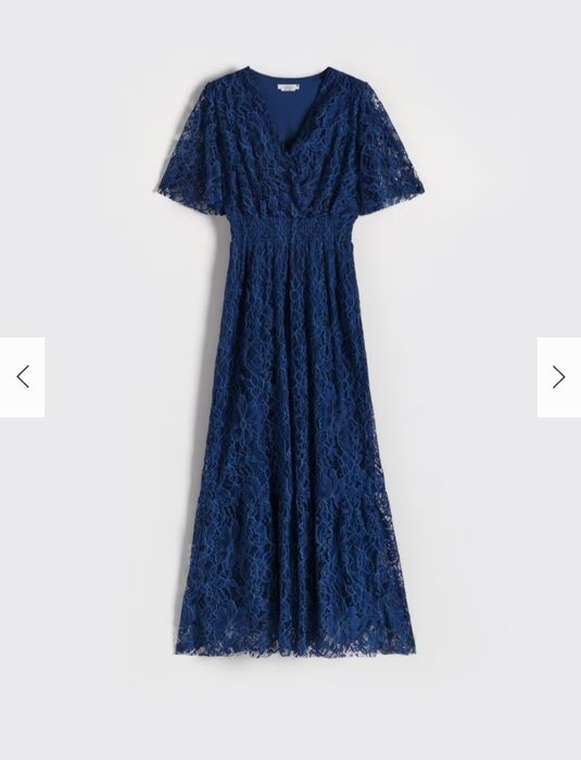 Нова синя, дантелена, елегантна рокля - L размер