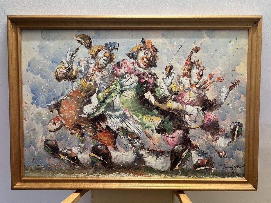 Tablou mare ulei pe pânză – Clovni – 100x70 cm