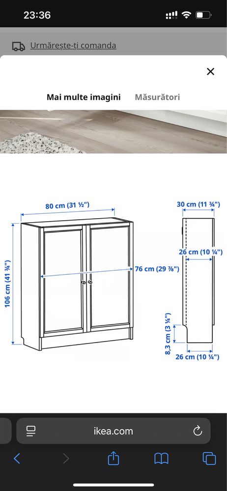 Bibliotecă+uşi, alb, 80x30x106 cm Ikea