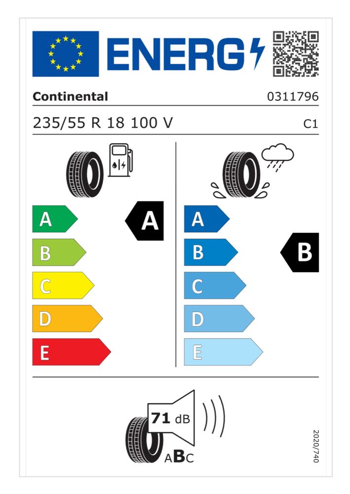 4бр. Continental EcoContact6 235/55/18, 6мм, ДОТ 2020