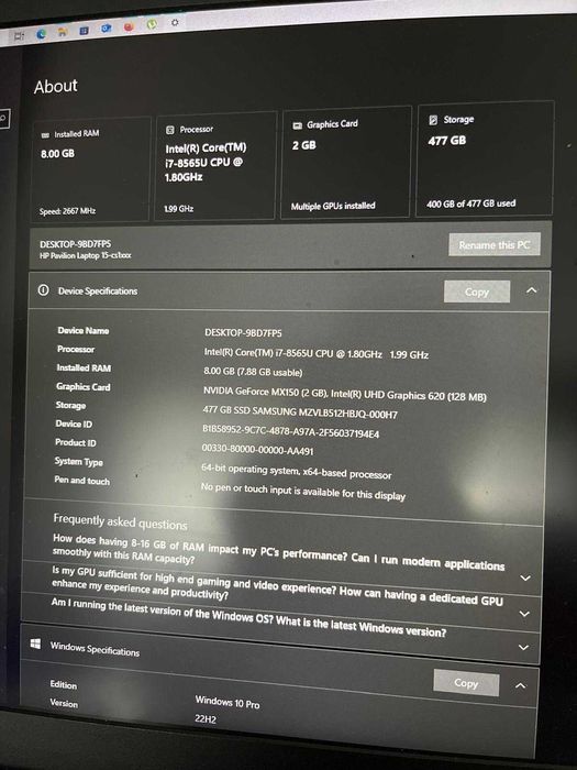 Laptop HP 15-CS1005NQ