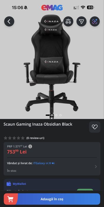 Inaza Obsidian Black Scaun gaming/office
