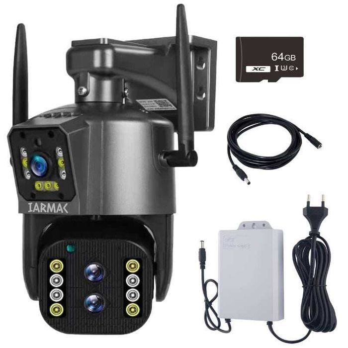 Camera de supraveghere dubla WiFi IARMAC,10X Zoom Optic,12Mp,360 grade