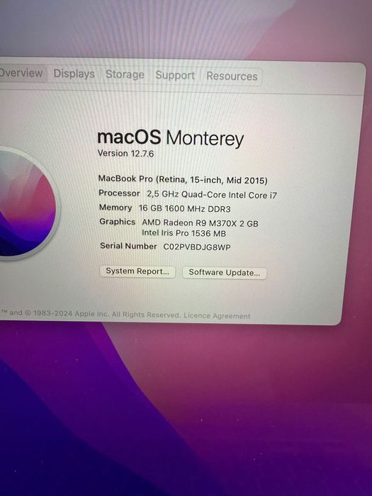 Macbook Pro 15 inch Mid 2015 16 gb ram Radeon