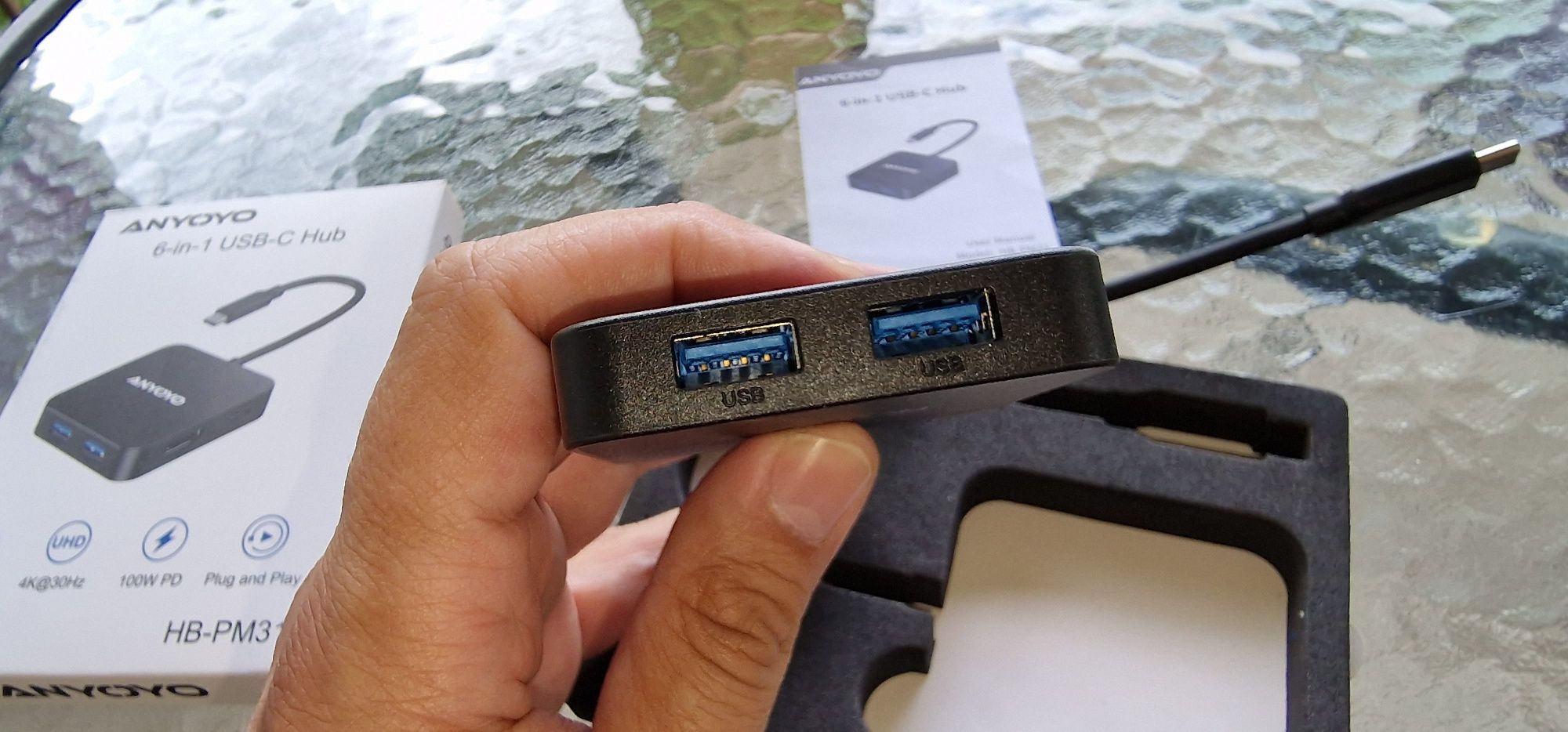 USB-C хъб 6 в 1 пълна окомплектовка