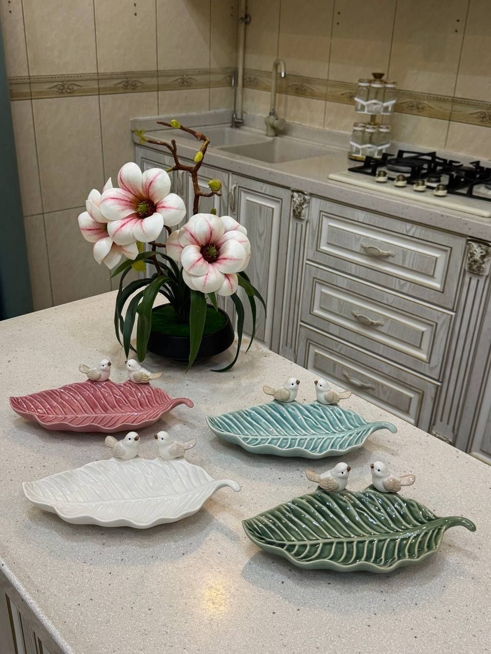 Салатница из керамики в форме липестка, горшка, овальный размеры