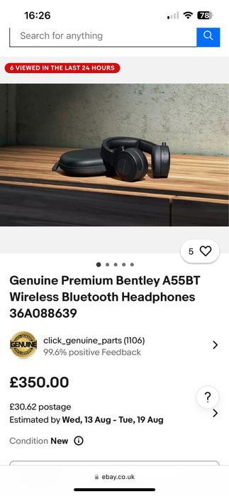 Casti wireless Bluetooth Bentley A55BT - originale