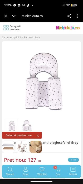 Pozitionator cu pernuta anti-plagiocefaliei gri