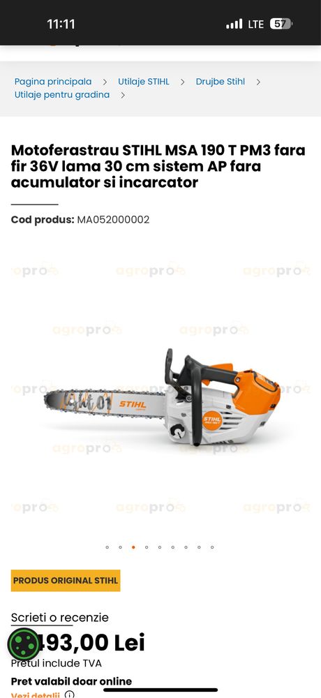Drujba Stihl MSA 190 T ,noua !