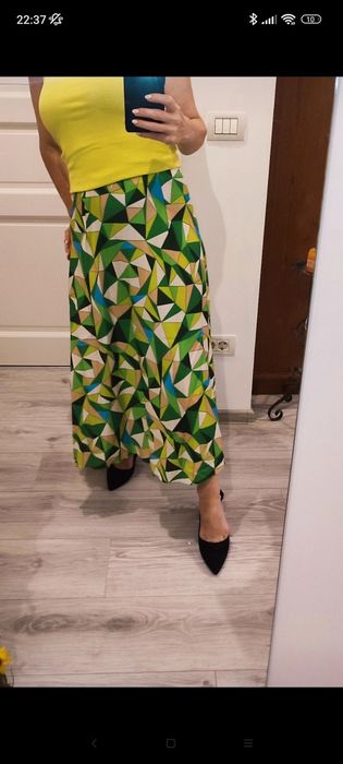 Fustiță maxi, verde mentă, noua fara eticheta, model geometric